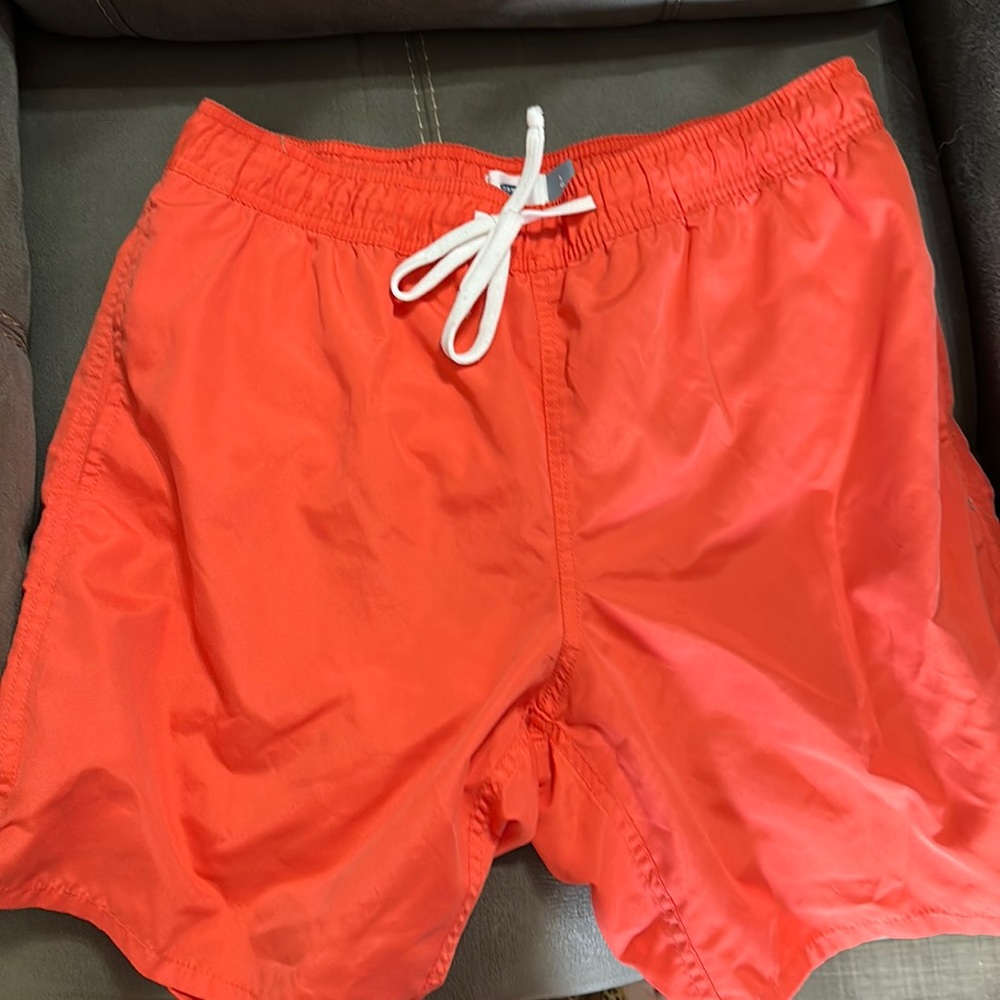 Coral swim trunks with pockets